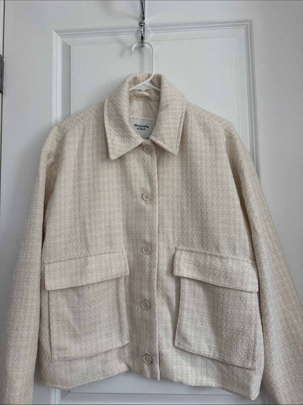 Abercrombie & Fitch Cream Textured Button-Up Jacket. Gorgeous.
